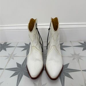 Free People - Cream Western Ankle Boots